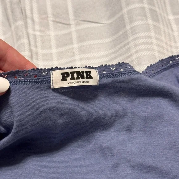 EUC PINK Victoria’s Secret Floral Crochet Trim Lounge Sleep Tank - Picture 6 of 7